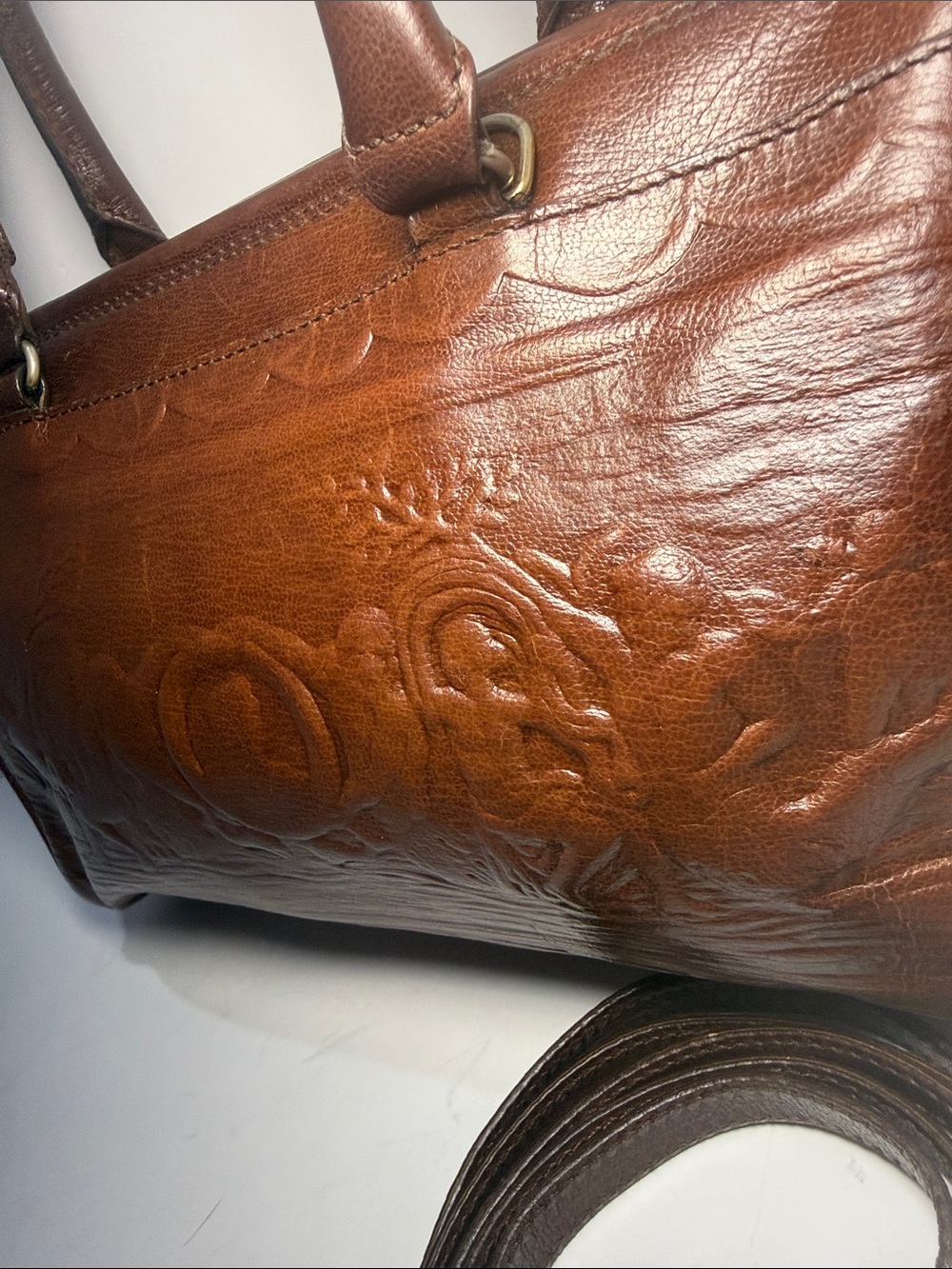 Fendi Rare Vintage S.A.S. Roma Embossed Pictorial Leather Doctor Bag - Picture 4 of 16